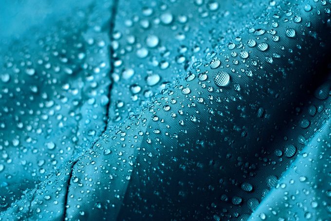 Water drops on the fabric.