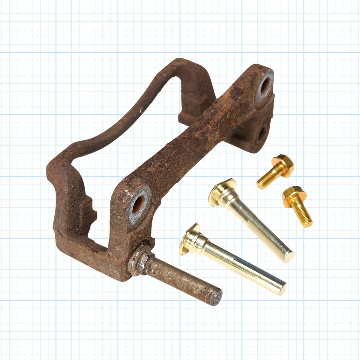 Brake caliper pins on FHM ocean screen grid background