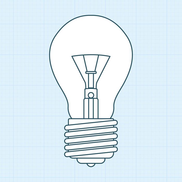 Edison Screw with a light bulb blue illustration on grid background
