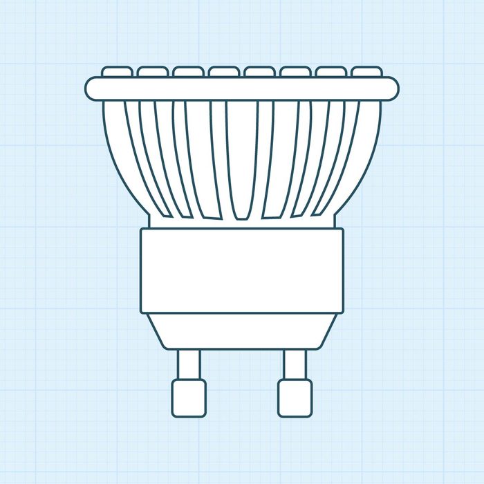 Twist Lock bulb base with a spotlight blue illustration on grid background