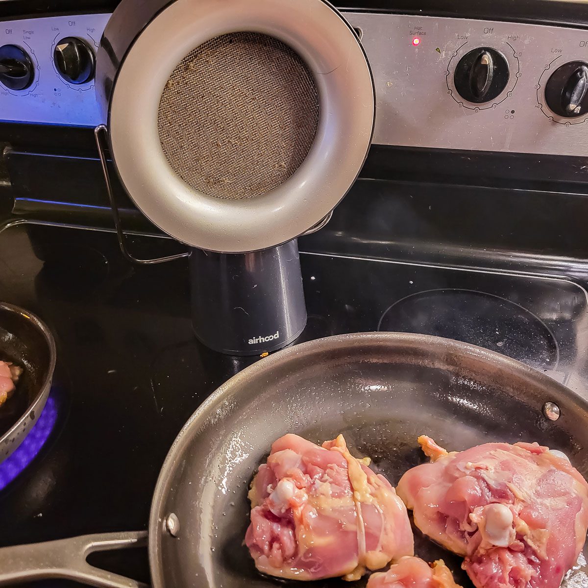 Airhood testing with cooking meat