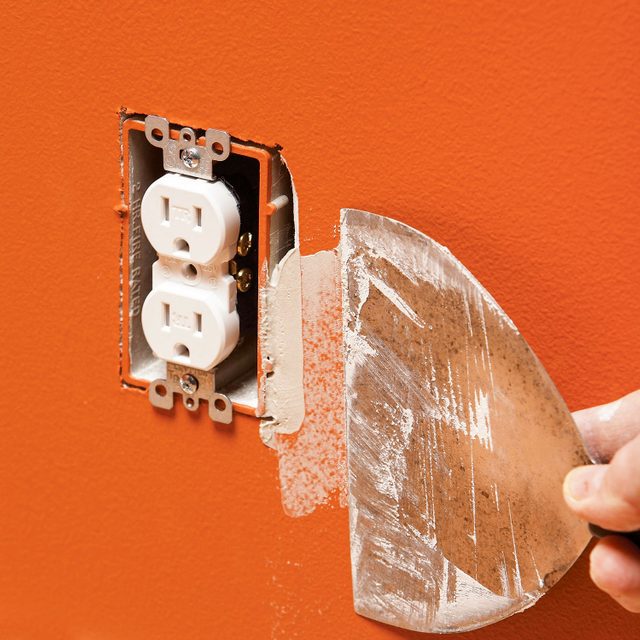 Filling the Gap of Electrical Box Cutout with Fast-Setting Joint Compound