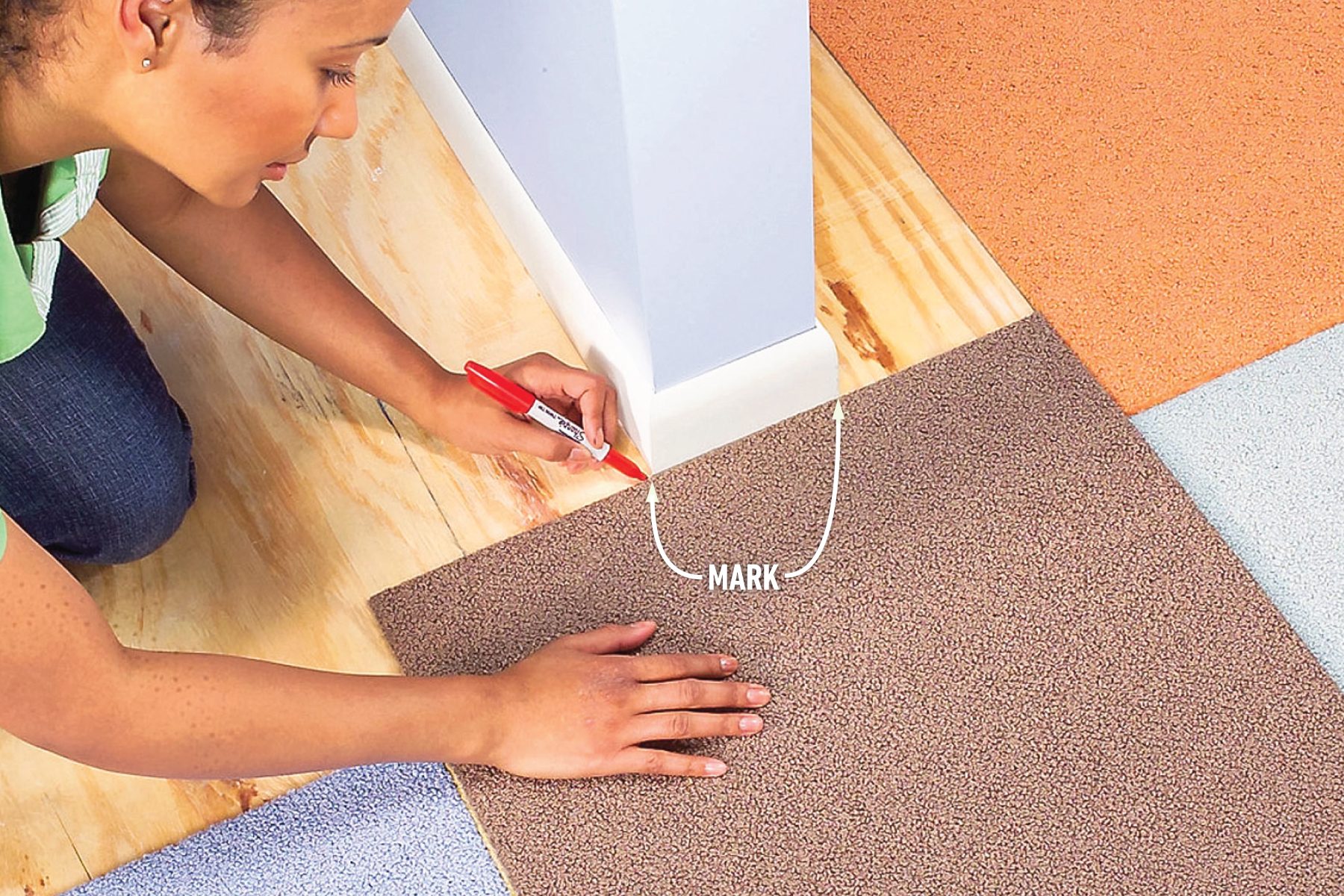 How To Install Carpet Tiles Mark cuts in place