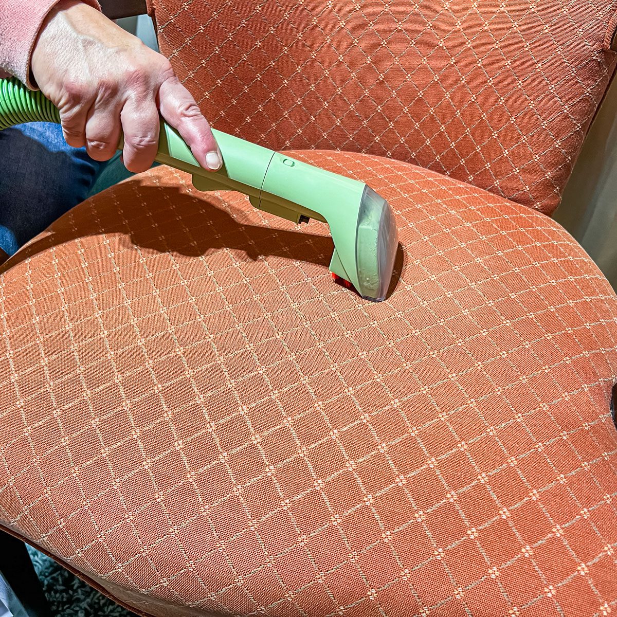Cleaning chair with Bissell Little Green