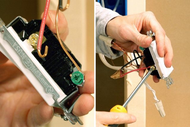 connecting red wires to brass screw