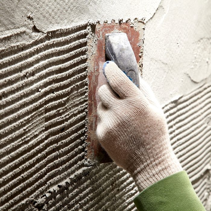 Use a Tile Trowel to Scratch the Mortar