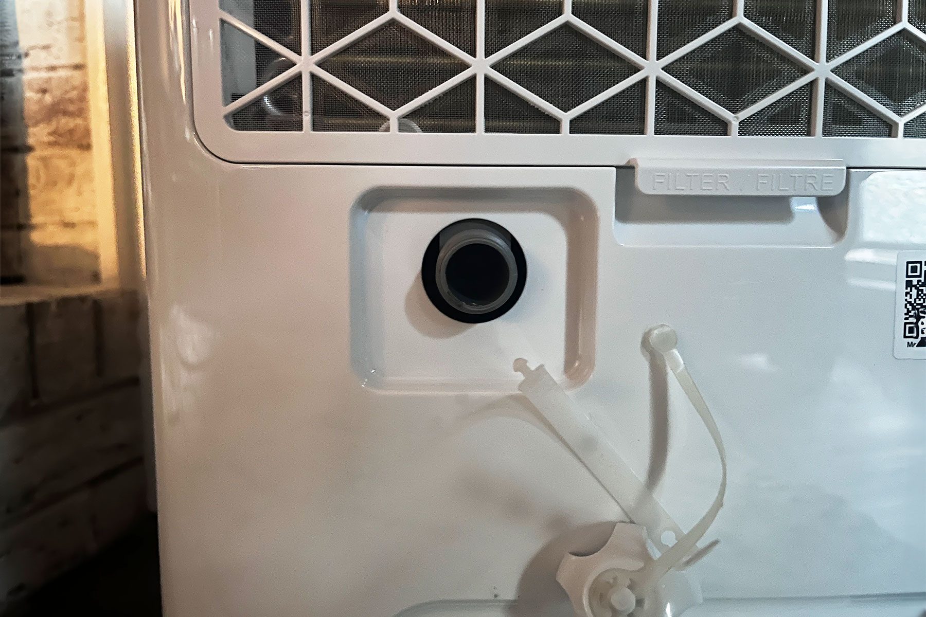 Drainage hole on dehumidifier