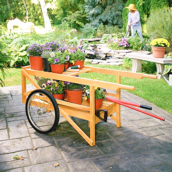 wooden garden cart