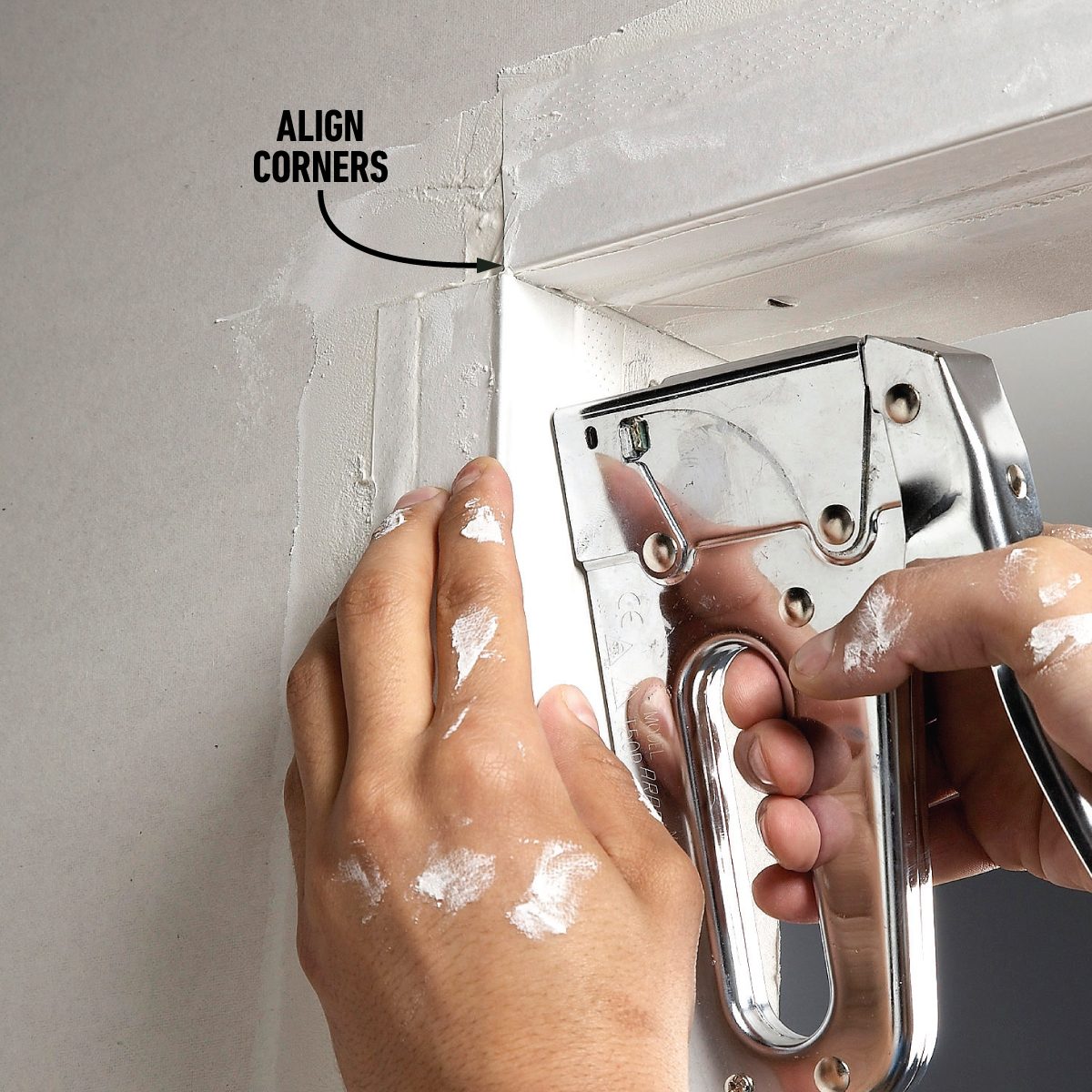 How To Install A Paper Faced Drywall Corner Bead Use staples to align corners