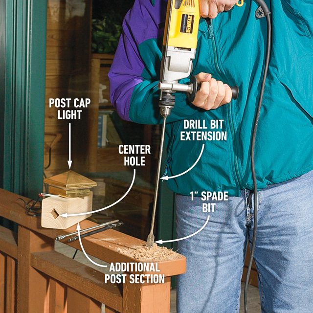 How To Install Low Voltage Deck Lighting Bore a 1-in. hole
