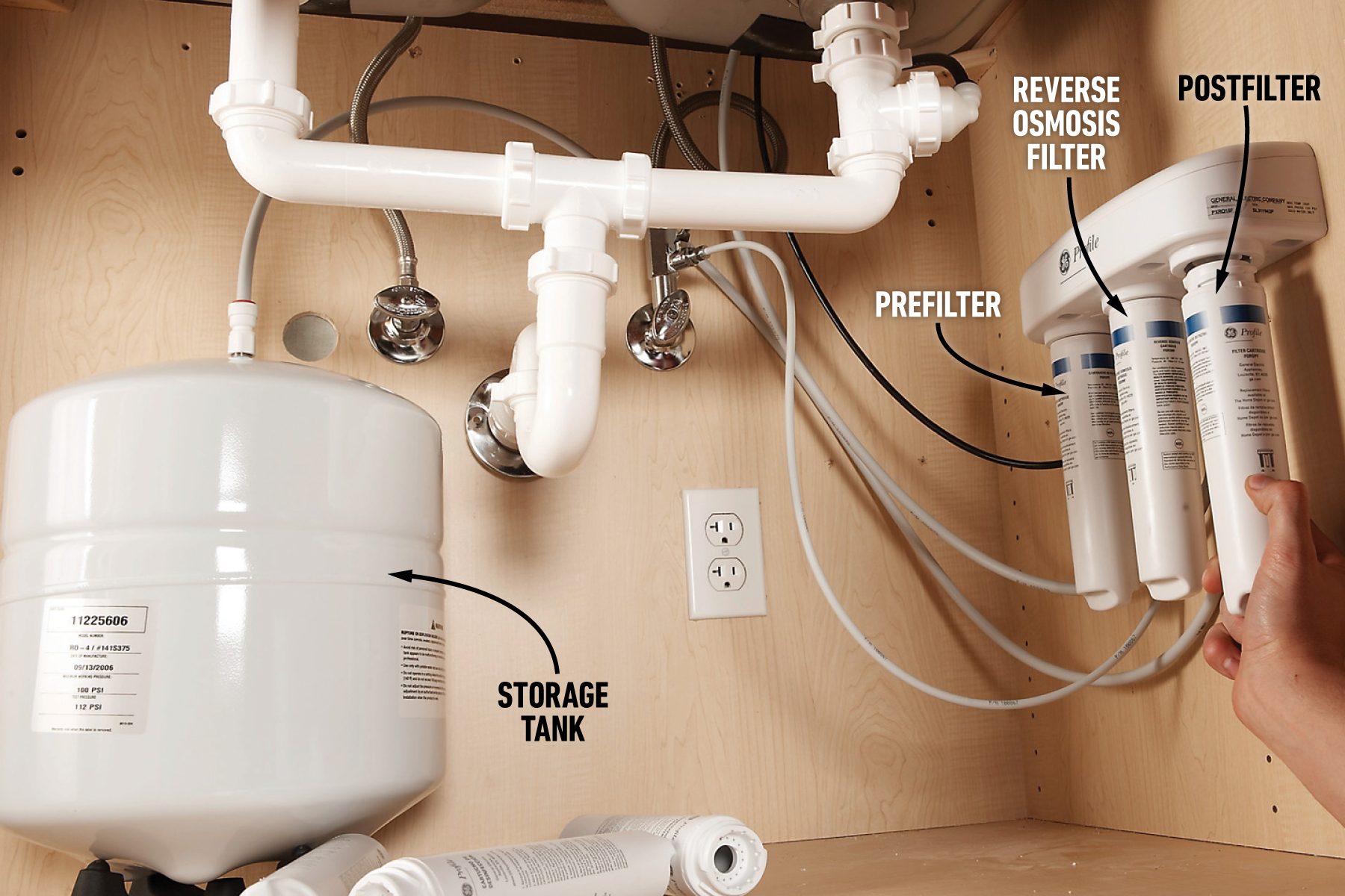 Mount the storage tank and sanitize