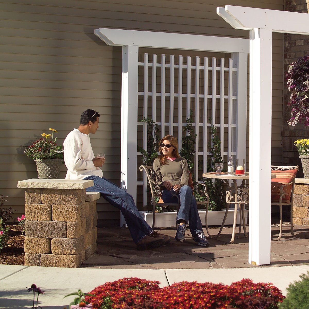 two people sitting in the patio