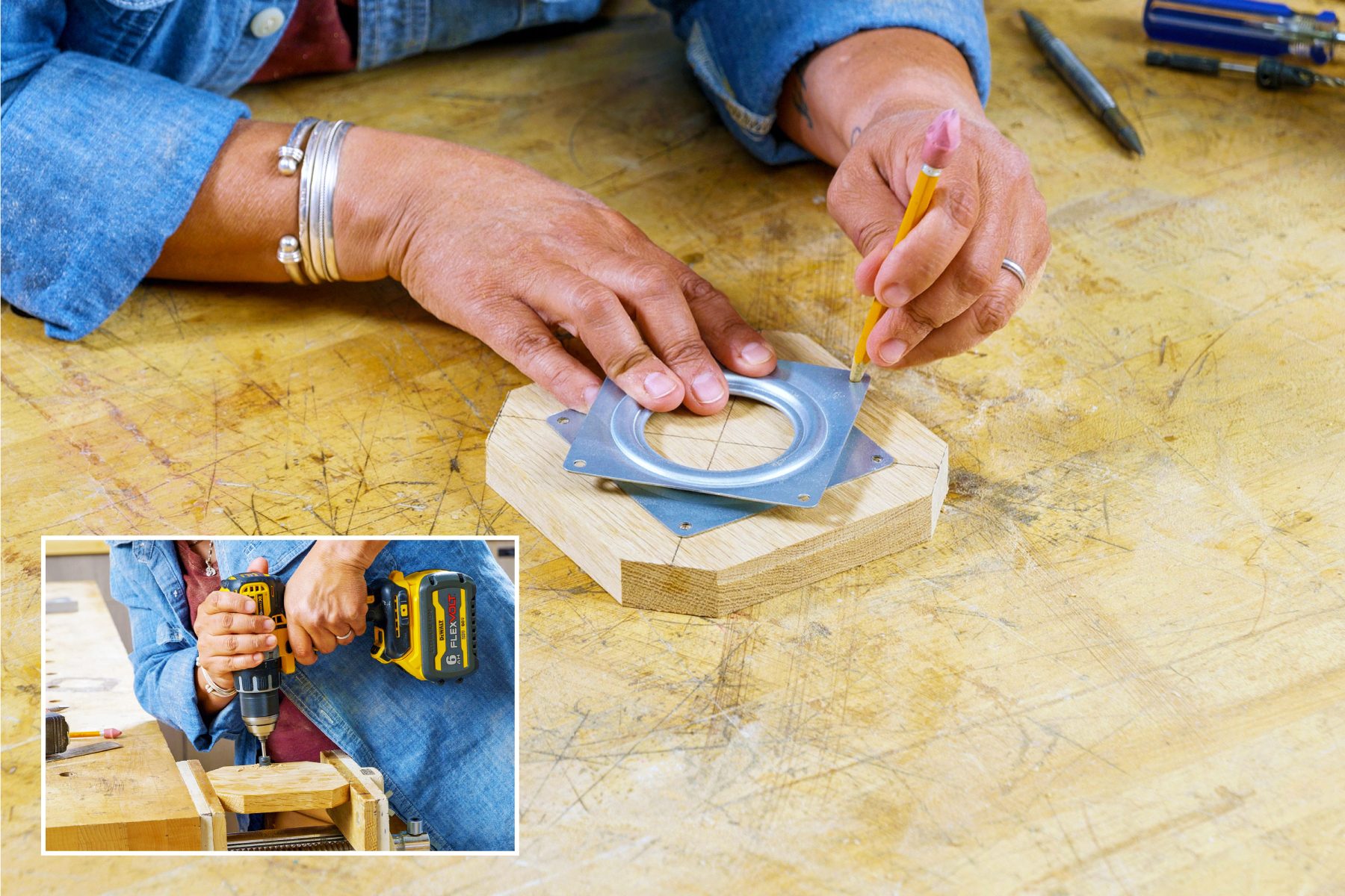 Mark and drill access hole