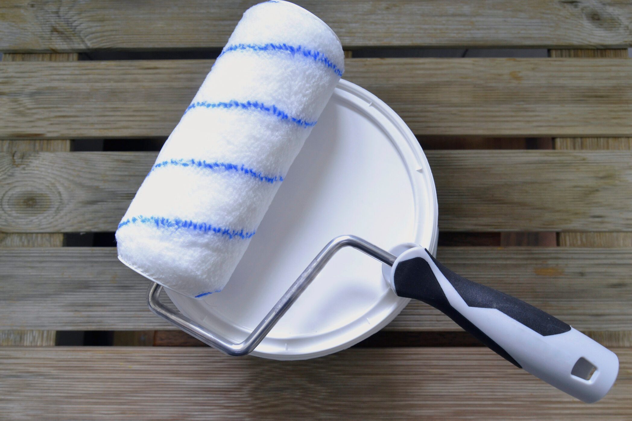 Paint bucket with paint roll