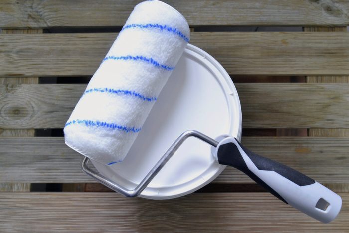 Paint bucket with paint roll