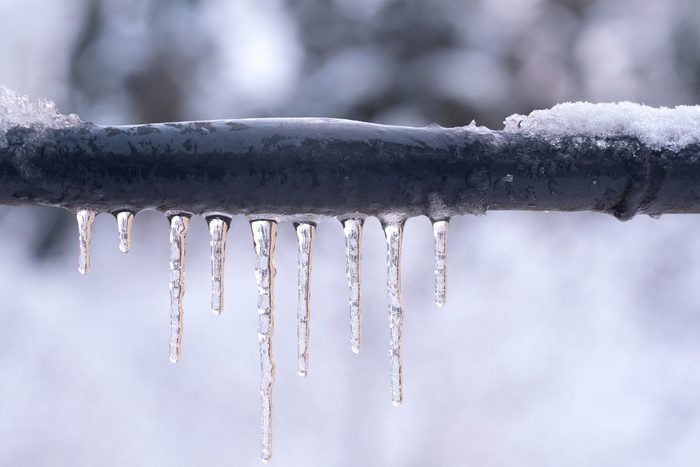 pipe after thaw in winter