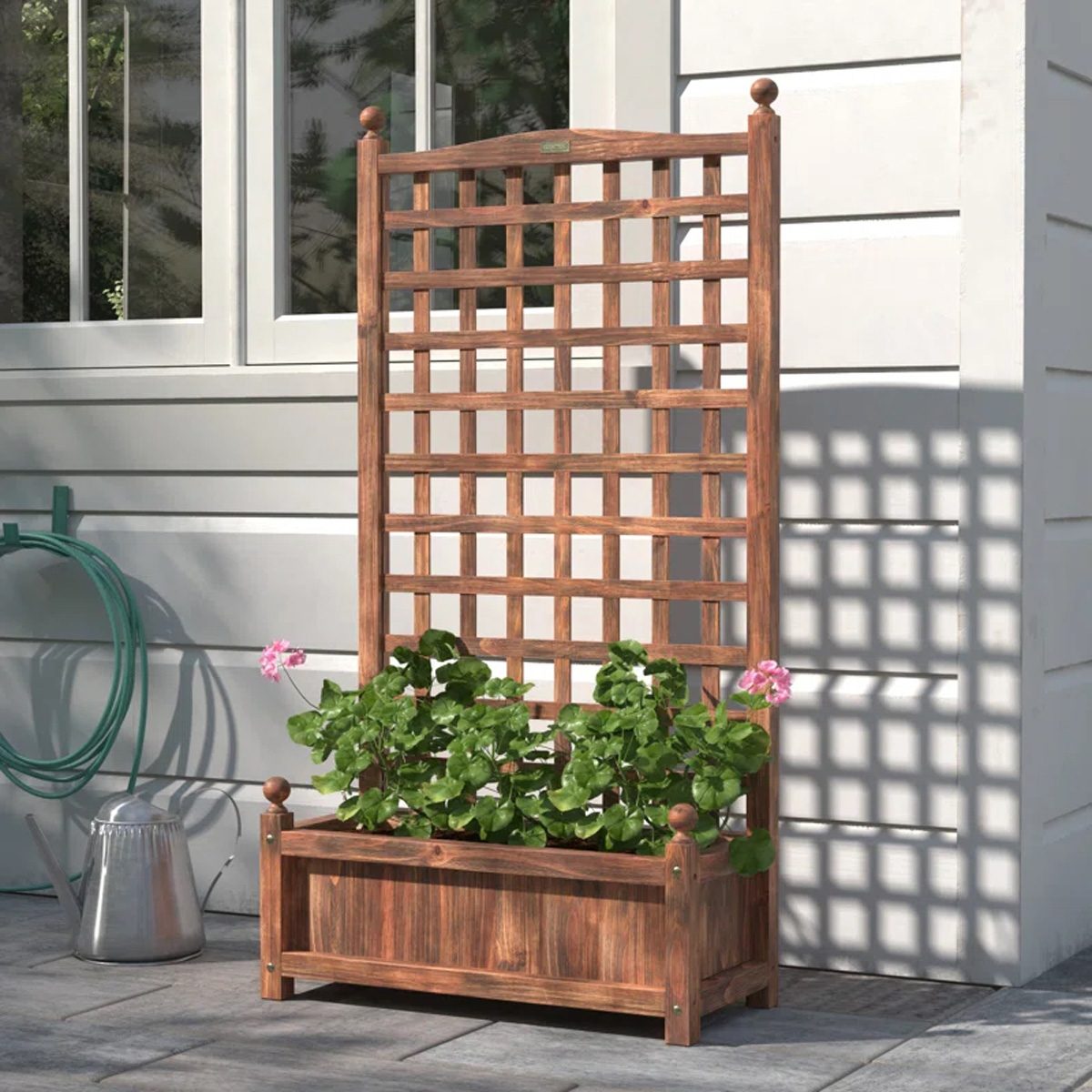 Bragg Wood Elevated Planter With Trellis 
