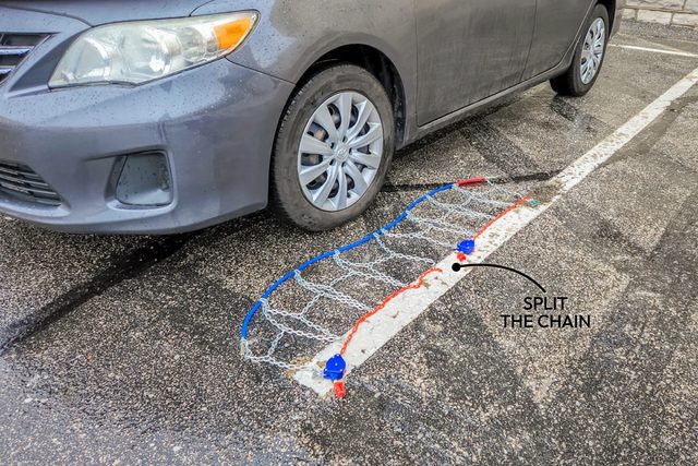 Layout the chains flat on the ground