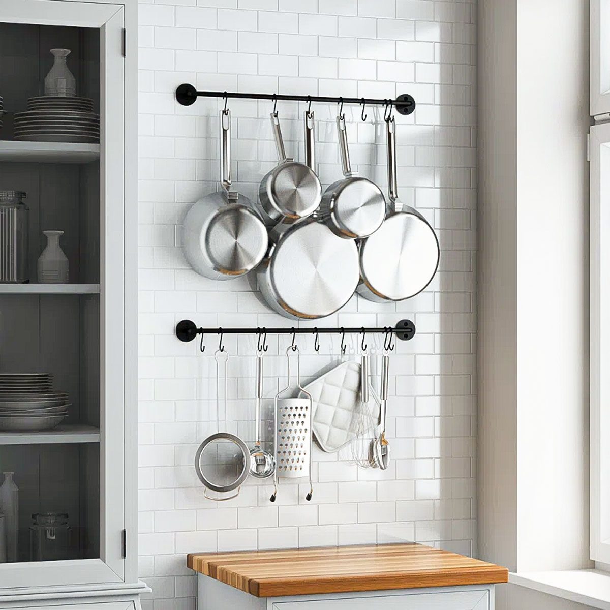 Metal Straight Wall Mounted Pot Rack