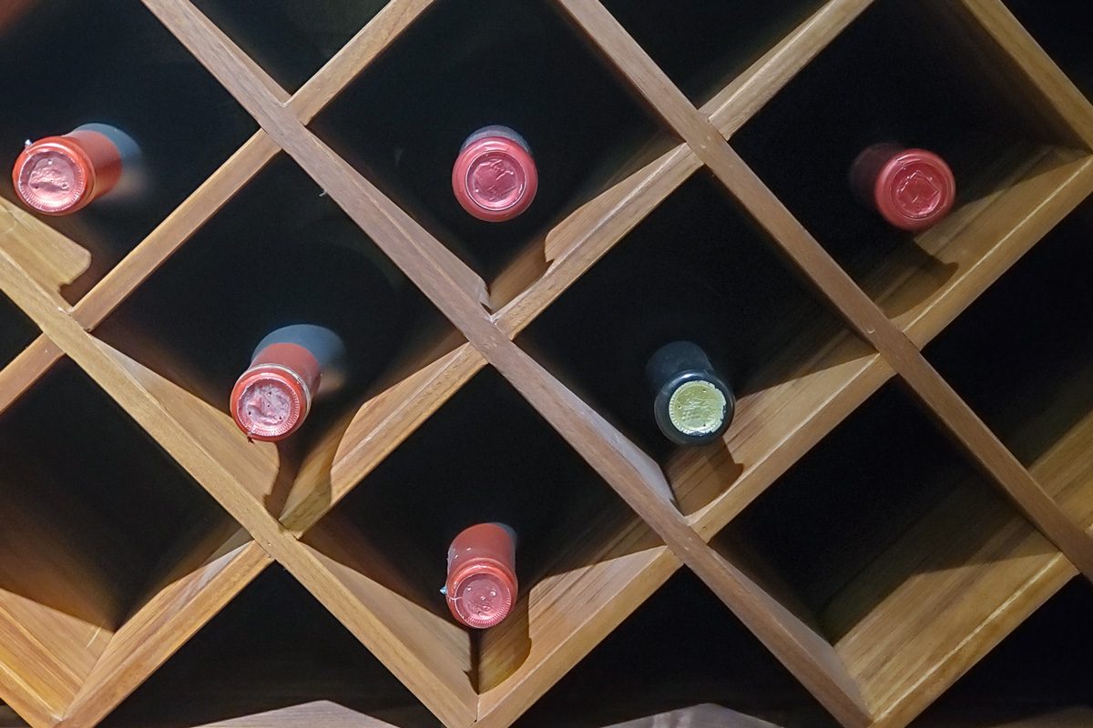 wine on wine rack