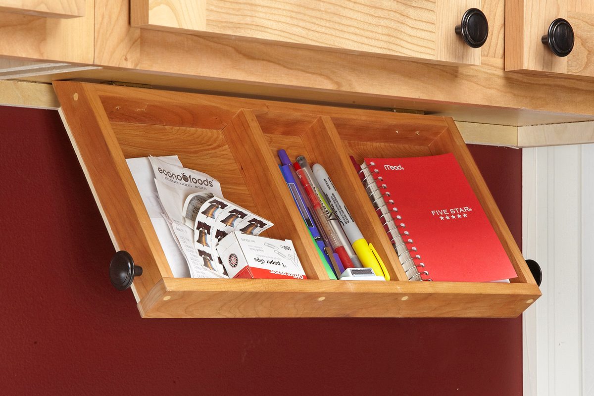Easy Diy Projects To Increase Kitchen Cabinet And Drawer Storage Flip-Down Paper Tray 