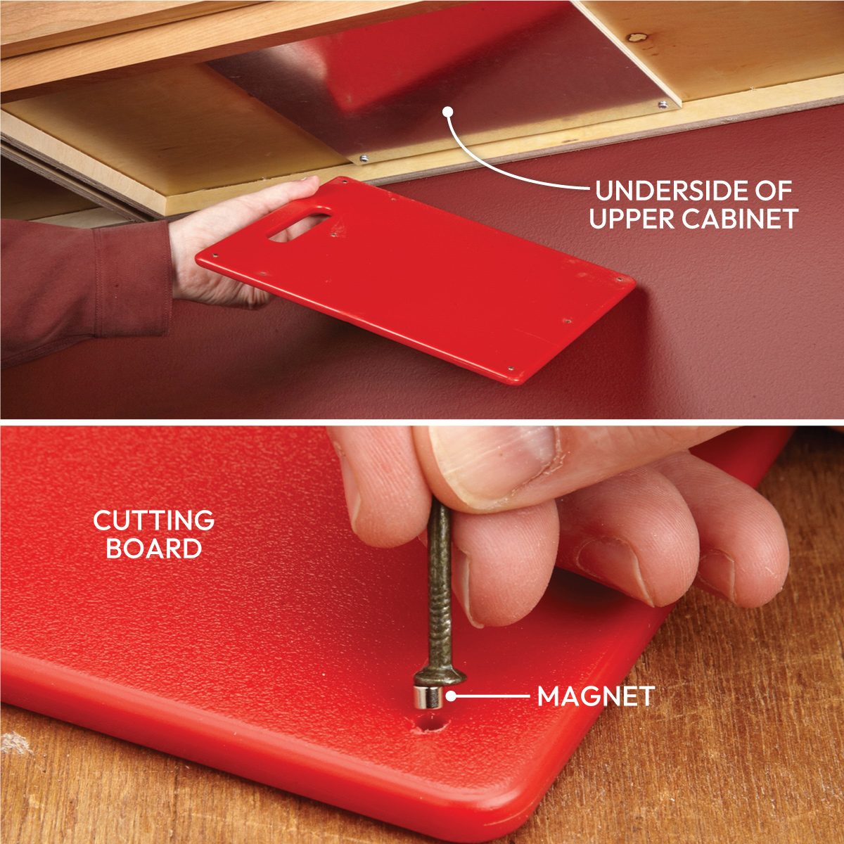 Easy Diy Projects To Increase Kitchen Cabinet And Drawer Storage Hidden Cutting Board