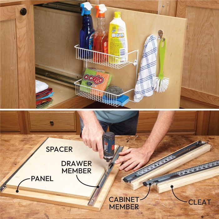 Easy Diy Projects To Increase Kitchen Cabinet And Drawer Storage Rollout Storage Panel
