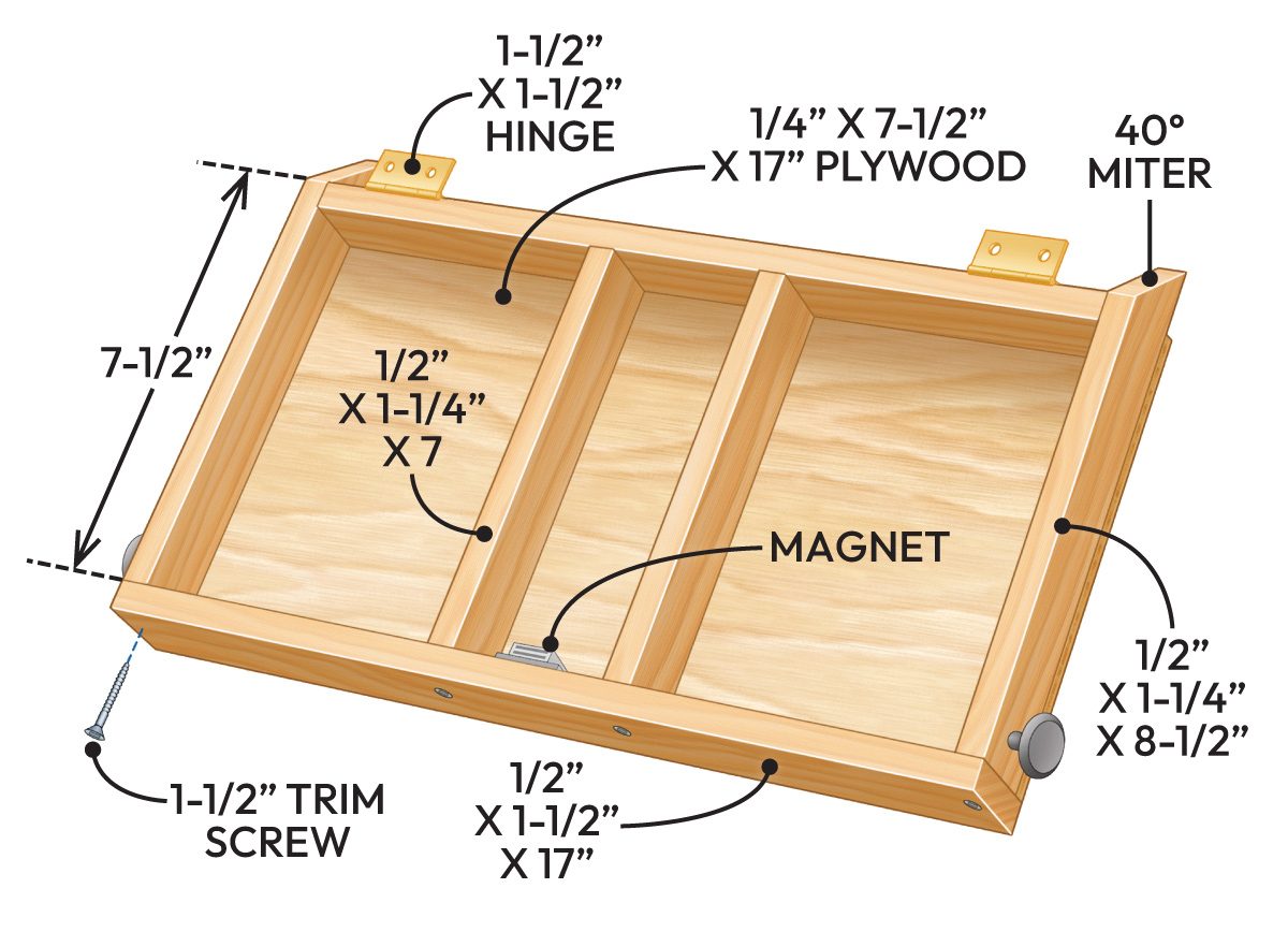Easy Diy Projects To Increase Kitchen Cabinet And Drawer Storage Flip-Down Paper Tray