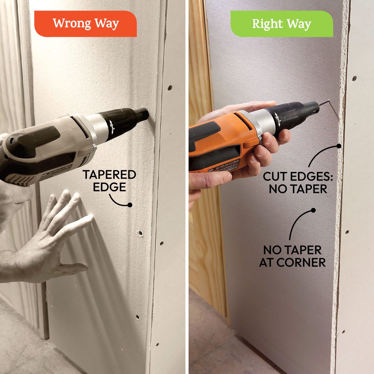 Hanging Drywall Vertically: Avoid Tapered Edges on Outside Corners