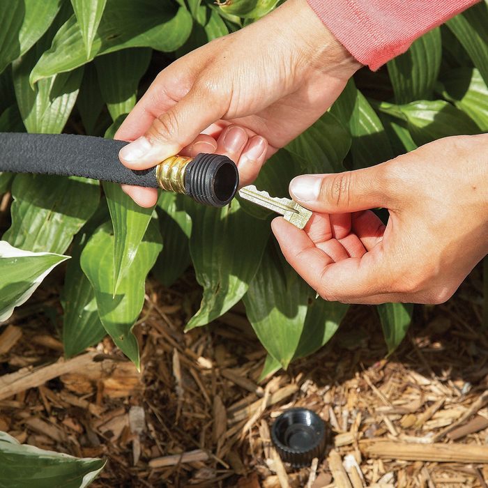 hiding key in garden hose