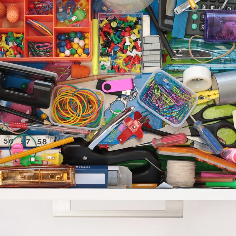 drawer filled with items