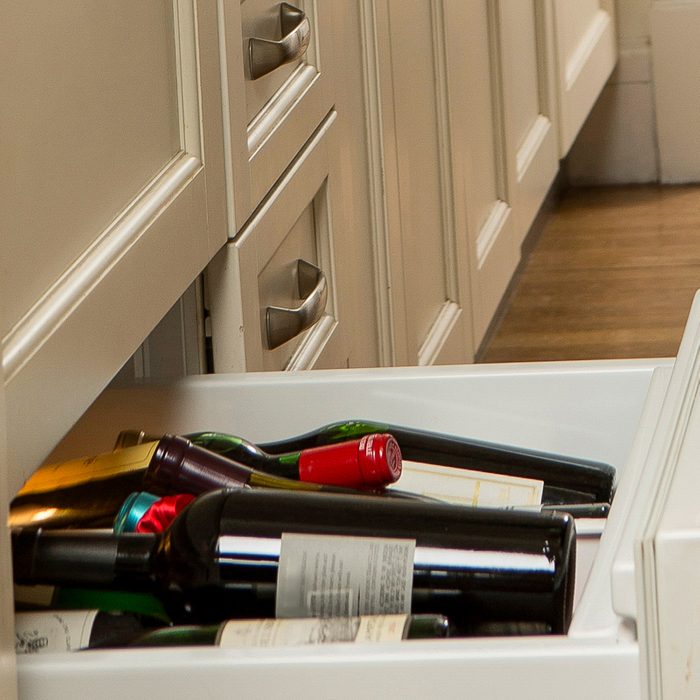 wine stored in kitchen drawer