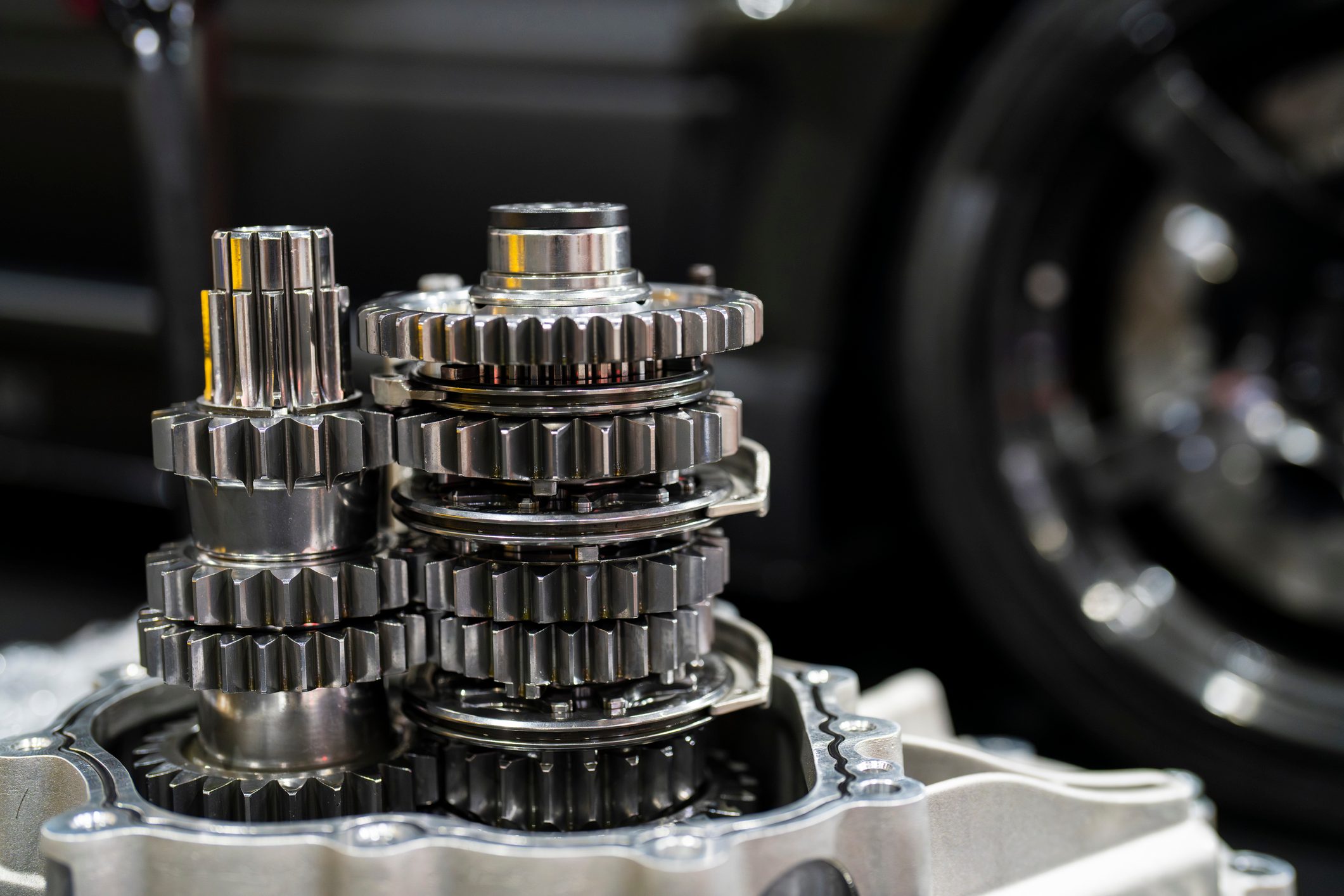 Closeup gears of standard car transmission
