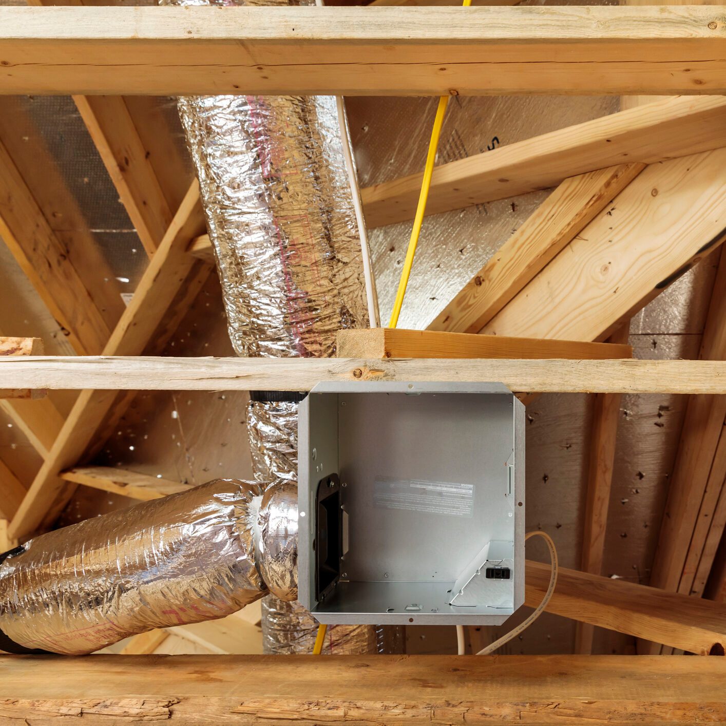 Detail of a new construction hvac exhaust unit