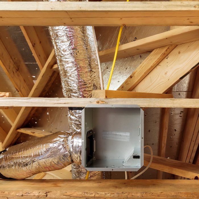 Detail of a new construction hvac exhaust unit