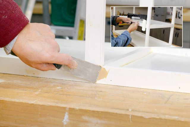 Fill holes with putty, caulk seams, sand and touchup with paint