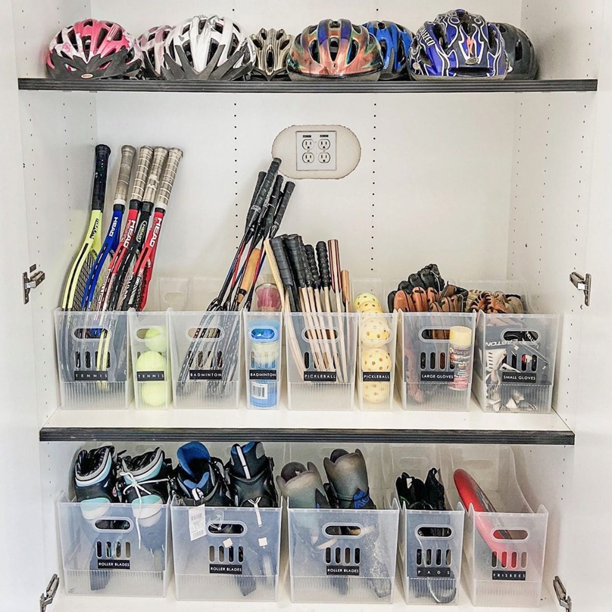 How To Best Organize And Store Sports Equipment Narrow Bins Courtesy @homesort Instagram