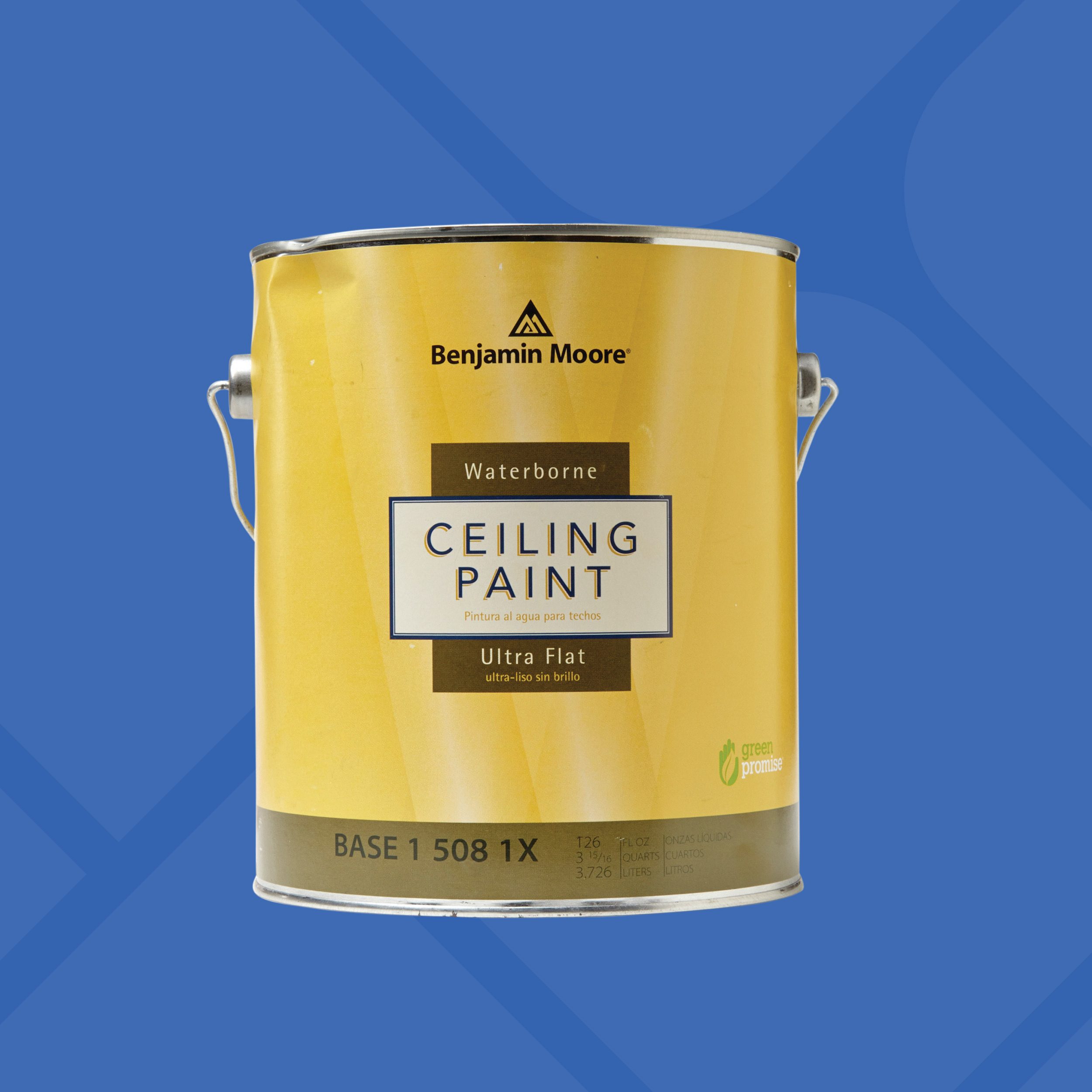 A paint can with a yellow label featuring the text 