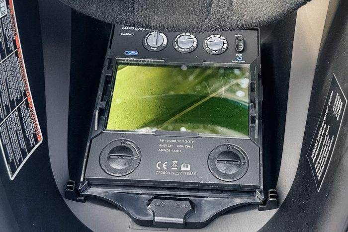 Hobart Auto Darkening Welding Helmet interior control panel