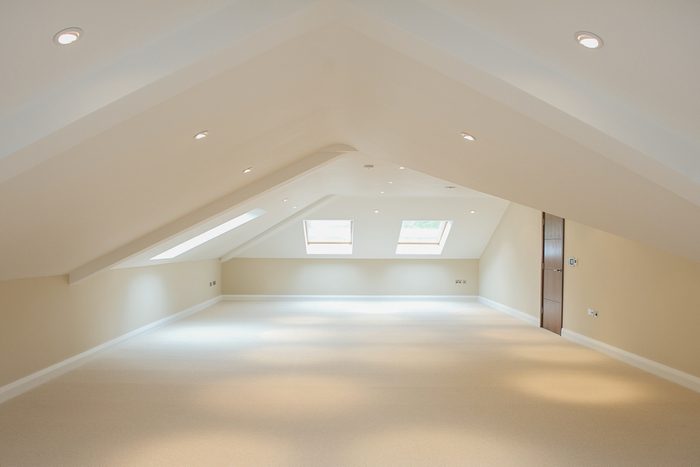 empty attic with recessed lighting