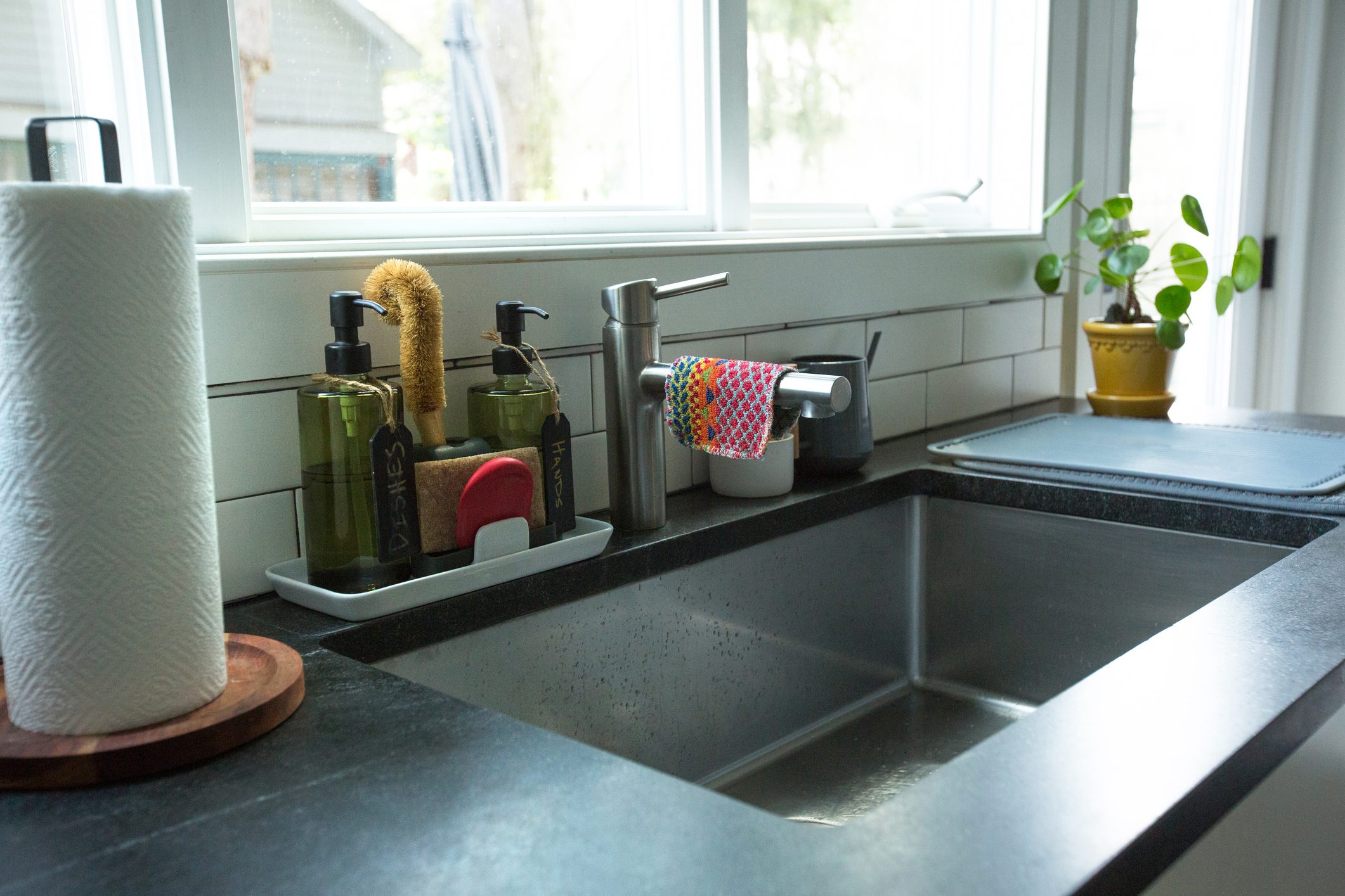 Tidy Kitchen Sink Window, Stainless Steel Sink, Clean Sink