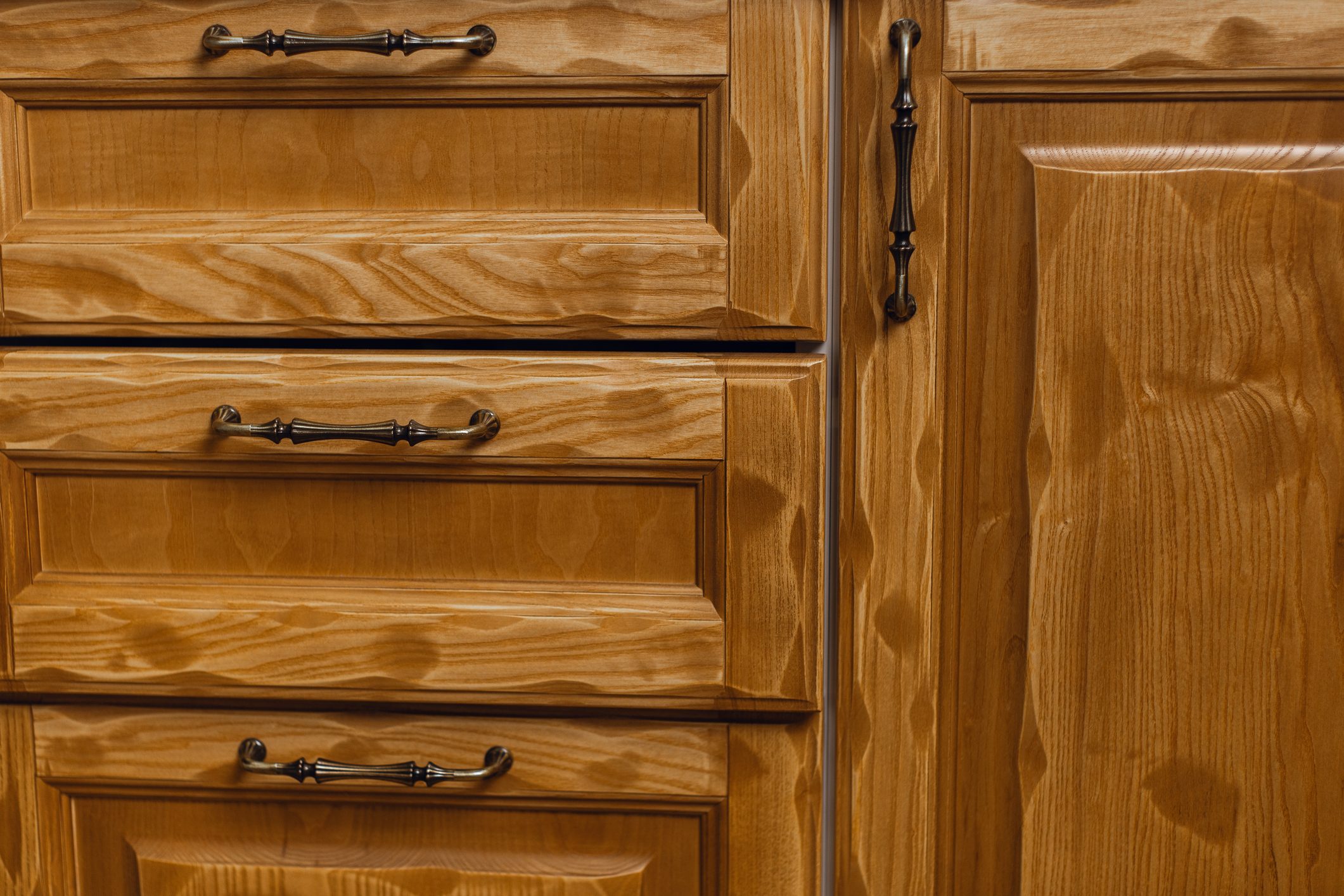 Wooden kitchen cabinetry.