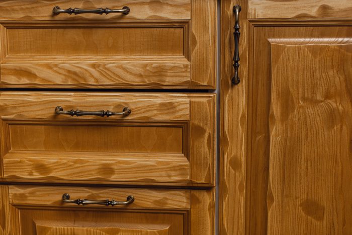 Wooden kitchen cabinetry.