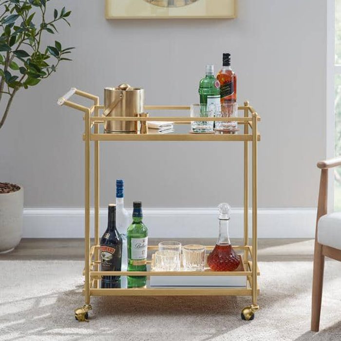 Gold Metal Bar Cart Via Homedepot.com
