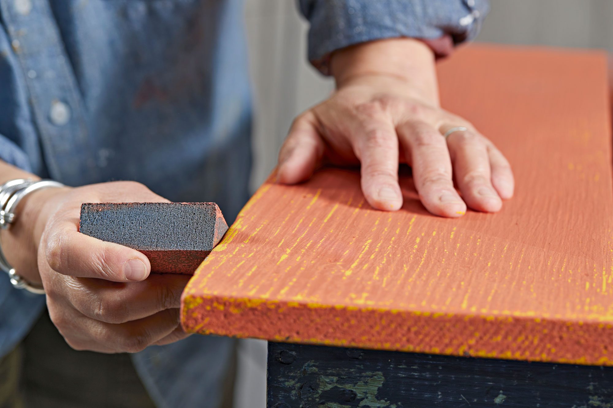 Sand Back Edges And Corners Of The Top