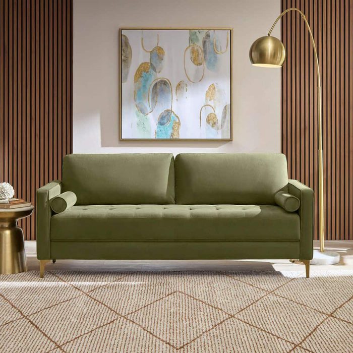 Square Arm Velvet Rectangle Sofa Via Homedepot.com