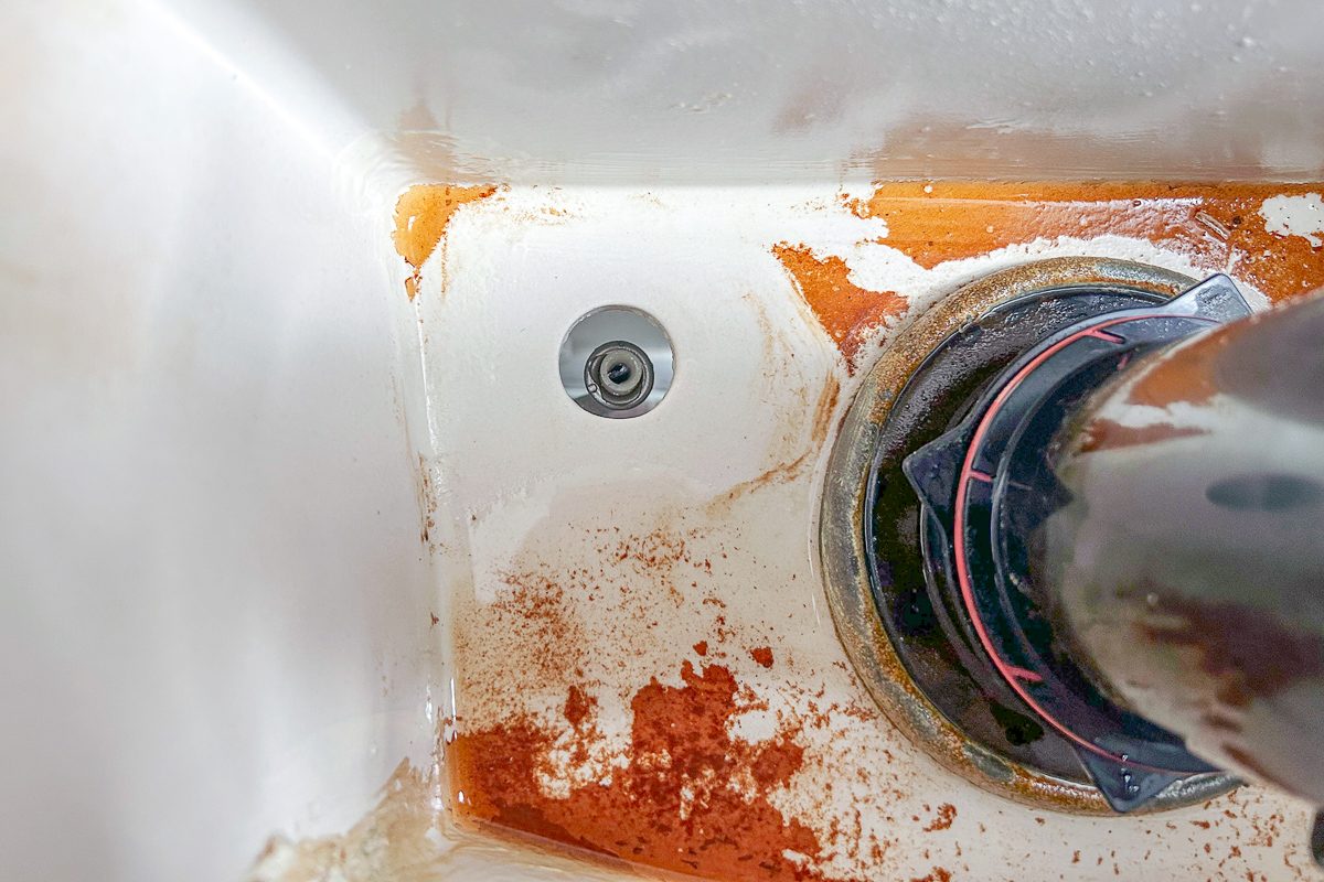 inside of the toilet tank