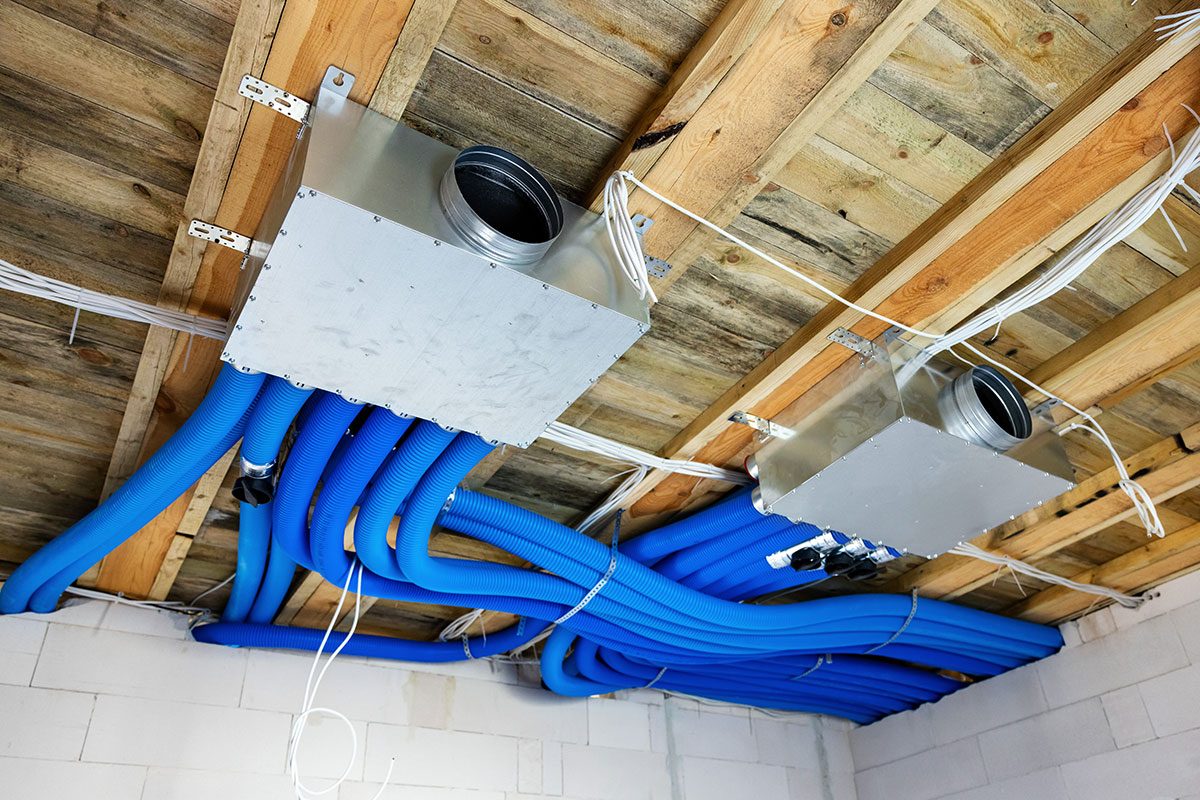 Heat recovery ventilation system installation in new house