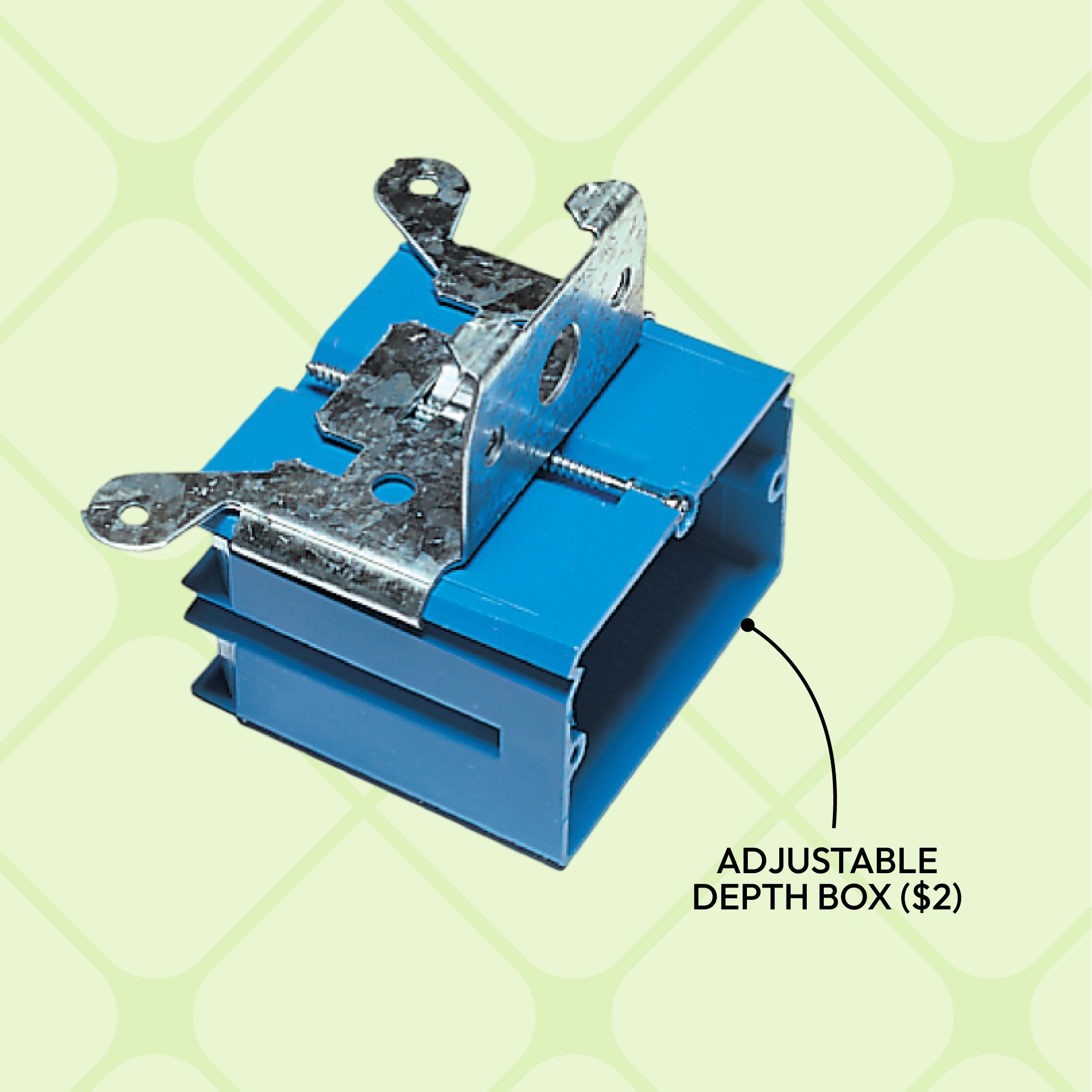 Adjustable depth box close-up