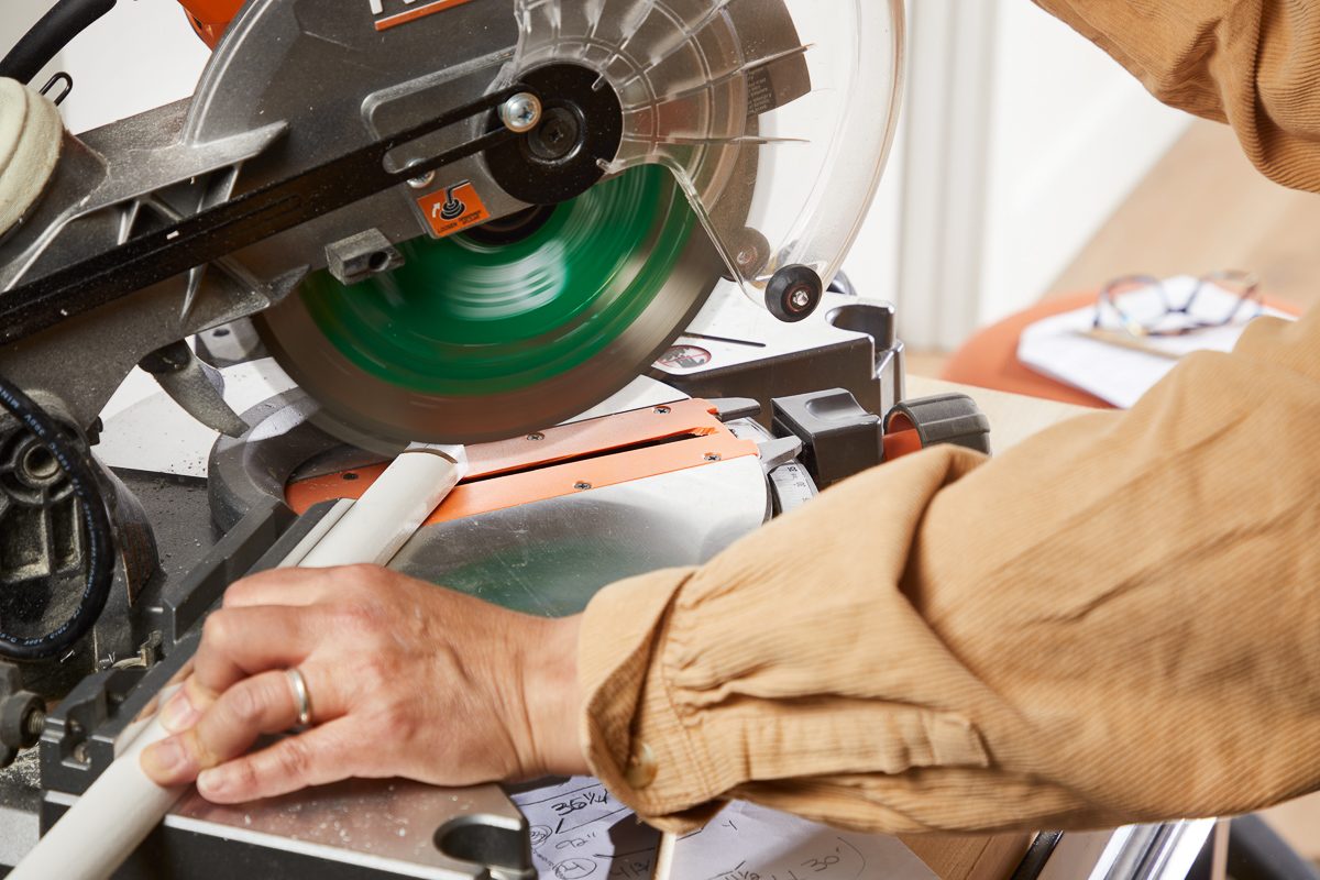 cutting pieces of quarter-round